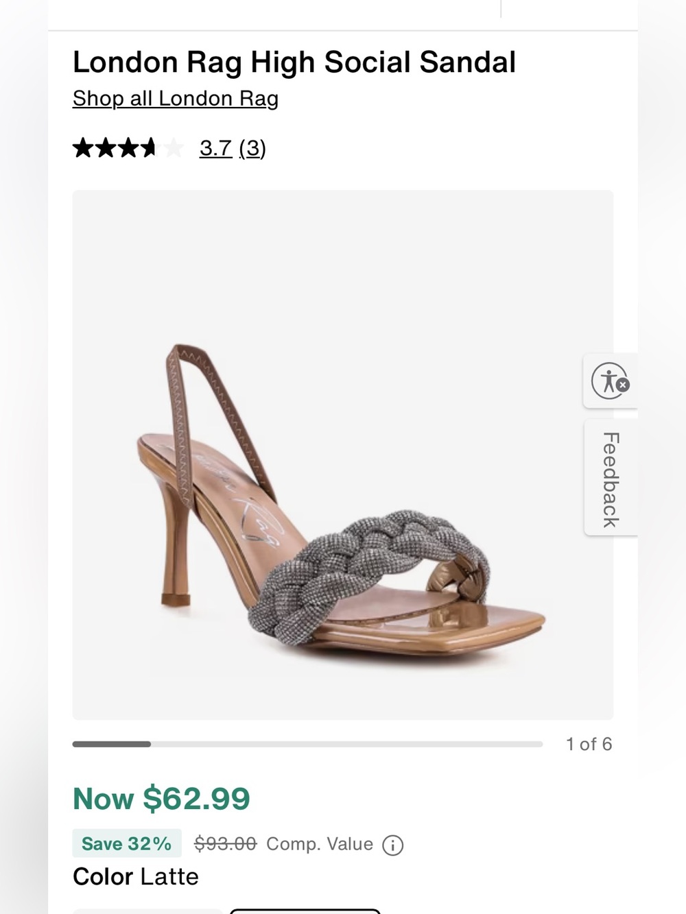 NEW London Rag Slingback Braided Dress Sandal